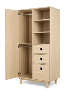 Oska Nursery Bundle With Wide Dresser Changer & Lua Bedside Crib (6 Pieces) - Oak