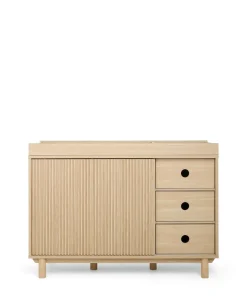 Oska Nursery Bundle With Wide Dresser Changer & Lua Bedside Crib (6 Pieces) - Oak