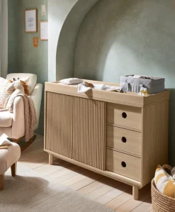Oska 3 Piece Cotbed Range With Wide Dresser Changer & Wardrobe - Oak