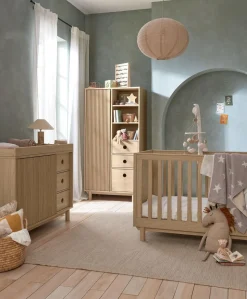 Oska 3 Piece Cotbed Range With Wide Dresser Changer & Wardrobe - Oak