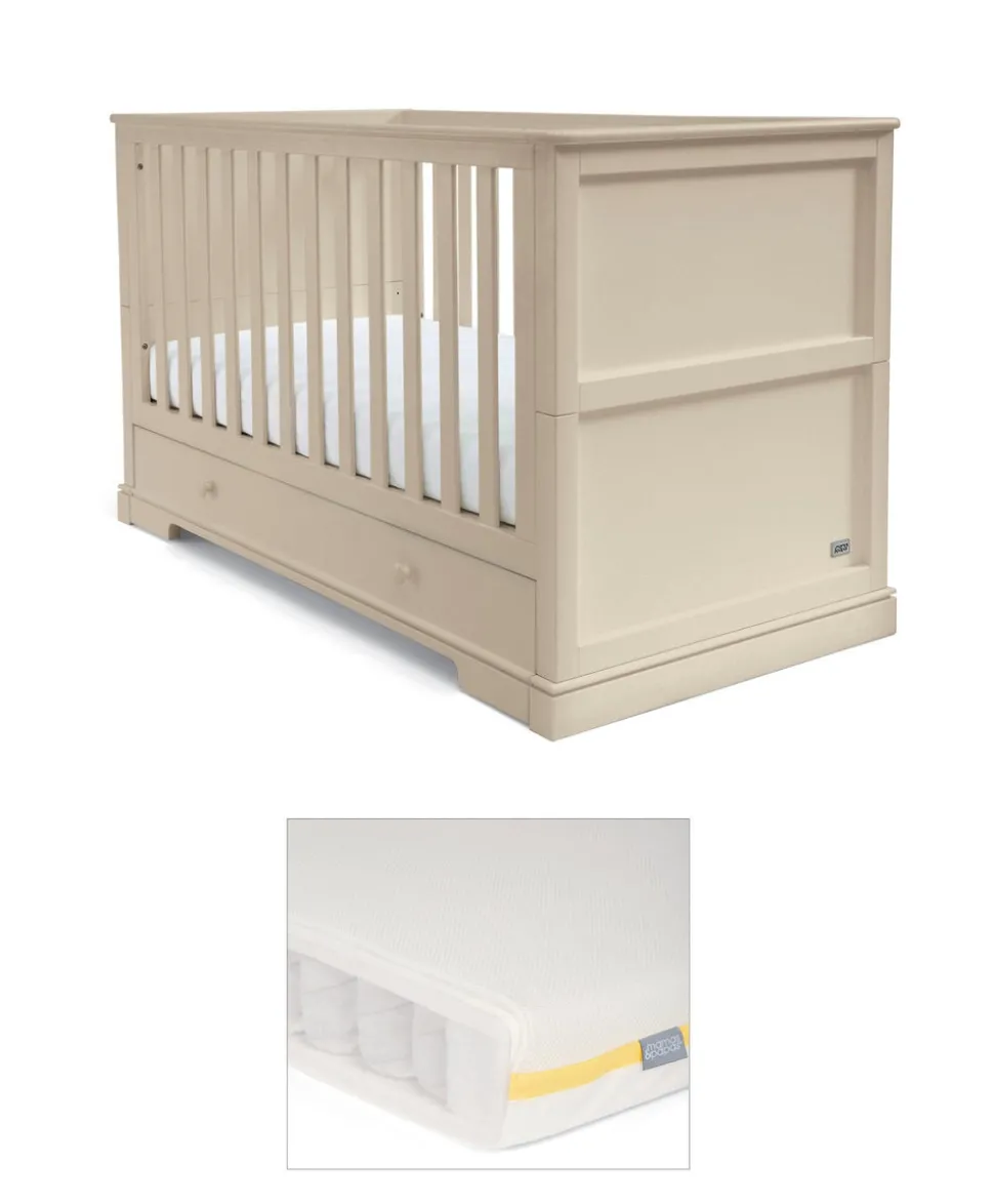 Oxford Cotbed & Essential Airflow Pocket Spring Cotbed Mattress Bundle - Cashmere