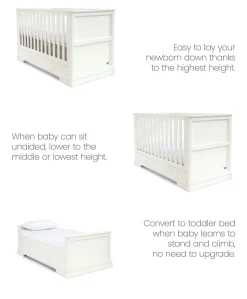 Oxford Nursery Bundle with Lua Bedside Crib (6 Piece) – Off-White