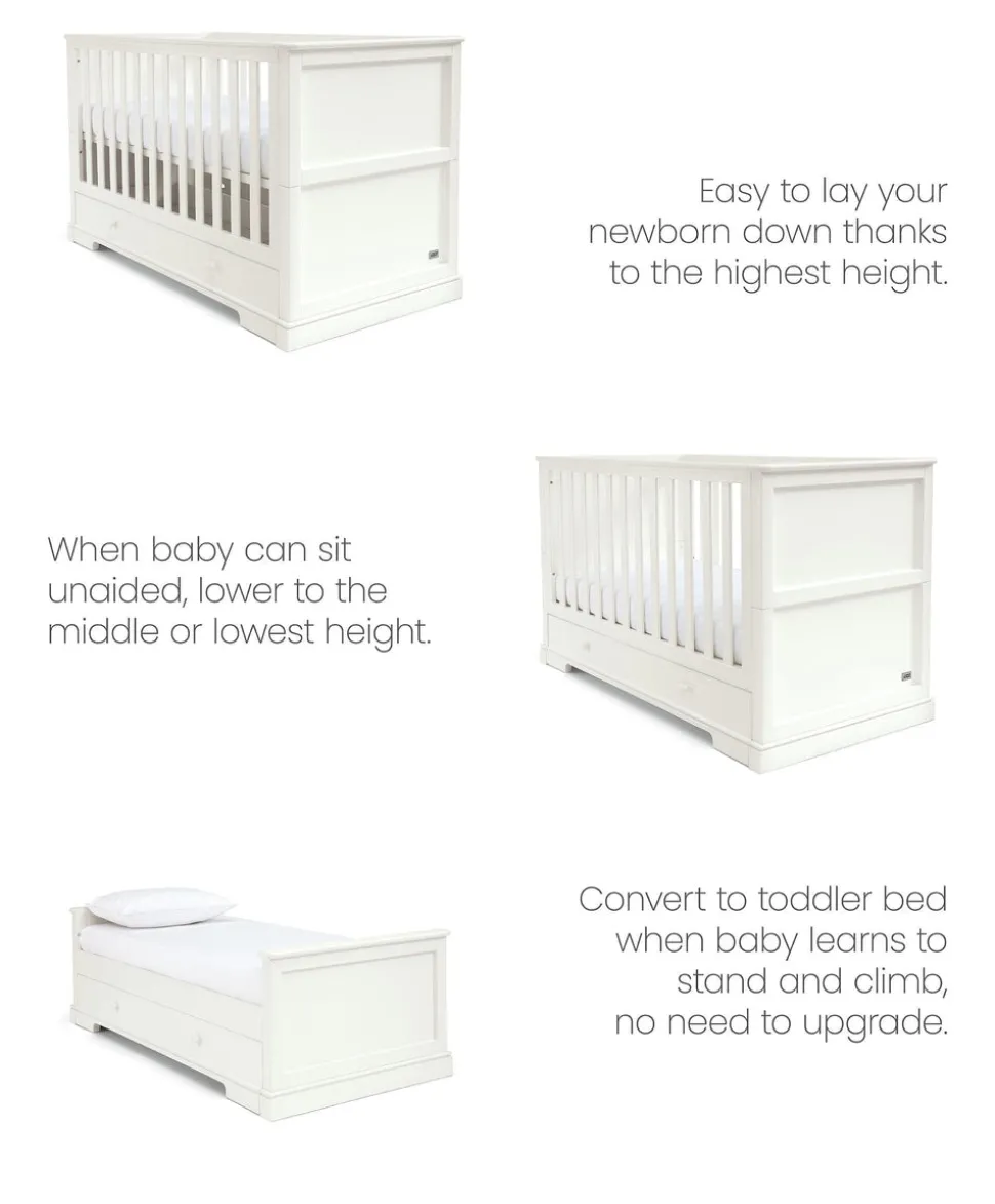 Oxford Nursery Bundle with Lua Bedside Crib (6 Piece) – Off-White