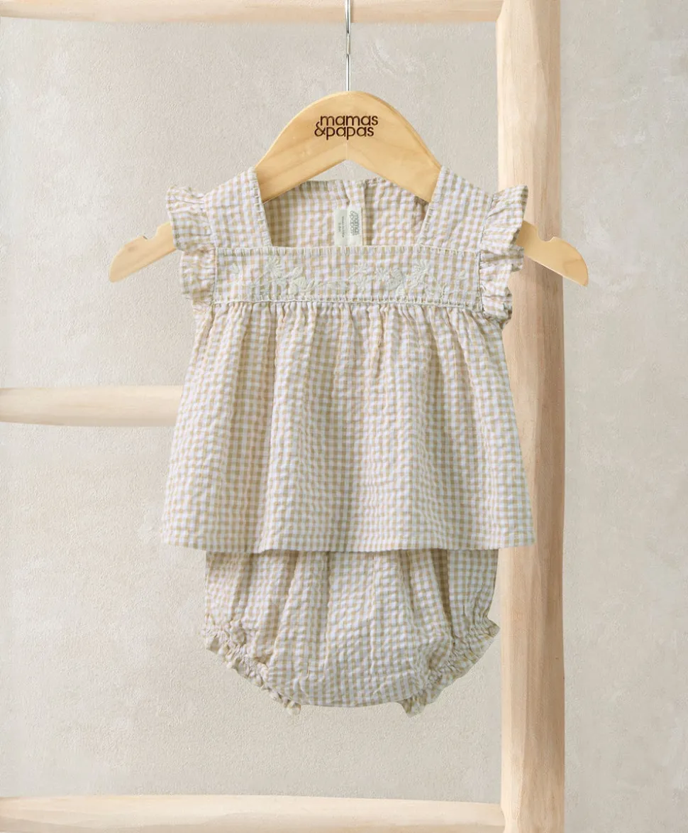 Pink Gingham Blouse & Bloomers