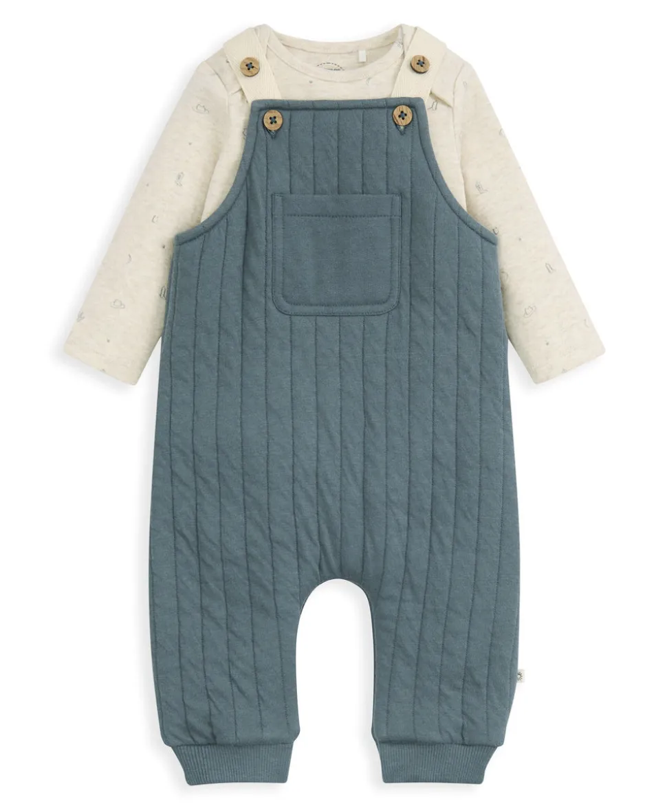 Quilted Dungarees and Oatmeal Bodysuit