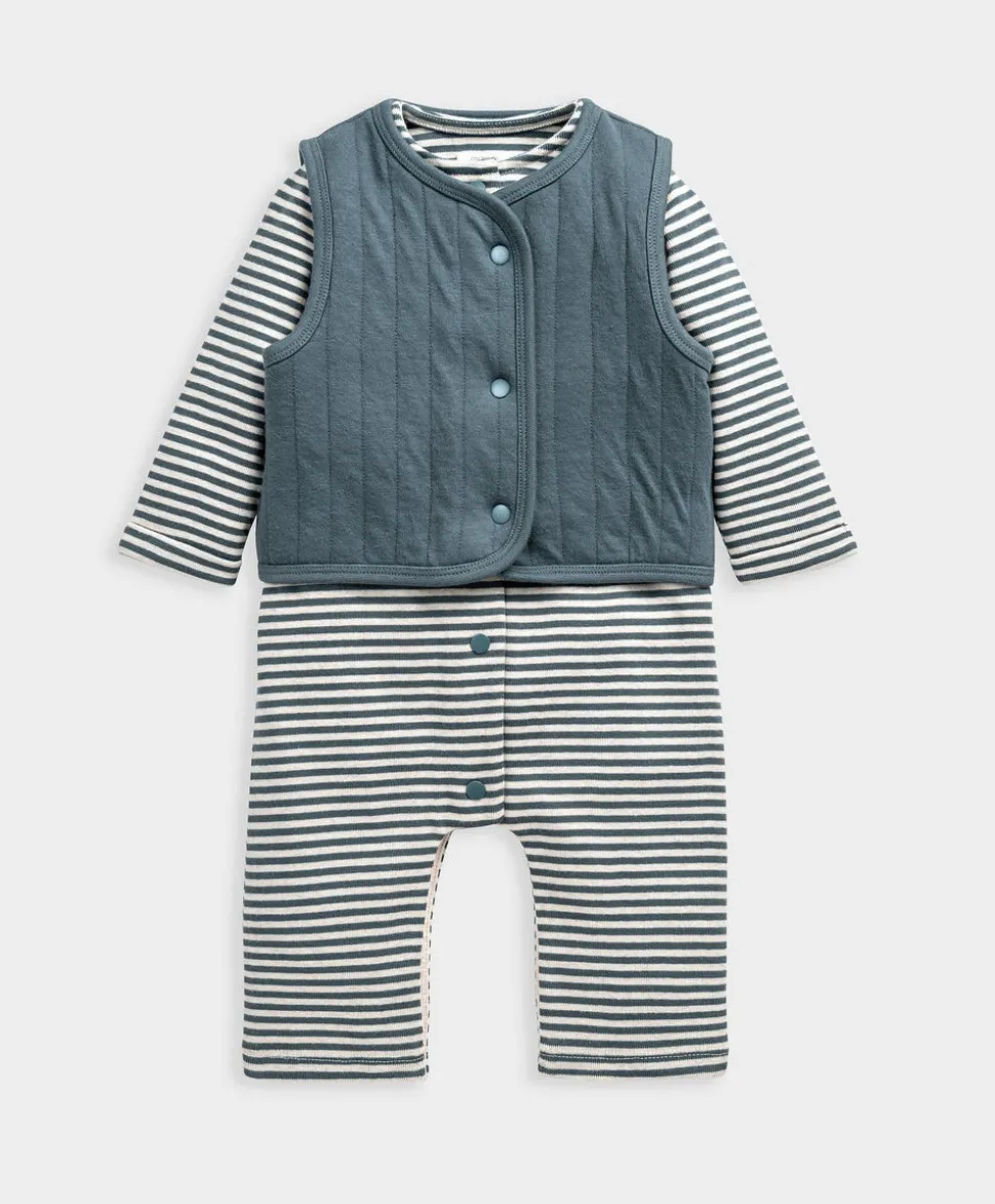 Quilted Gilet & Striped Romper