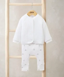 Quilted Jacket Bodysuit and Bottoms Set (3 Pieces) Bunny Print