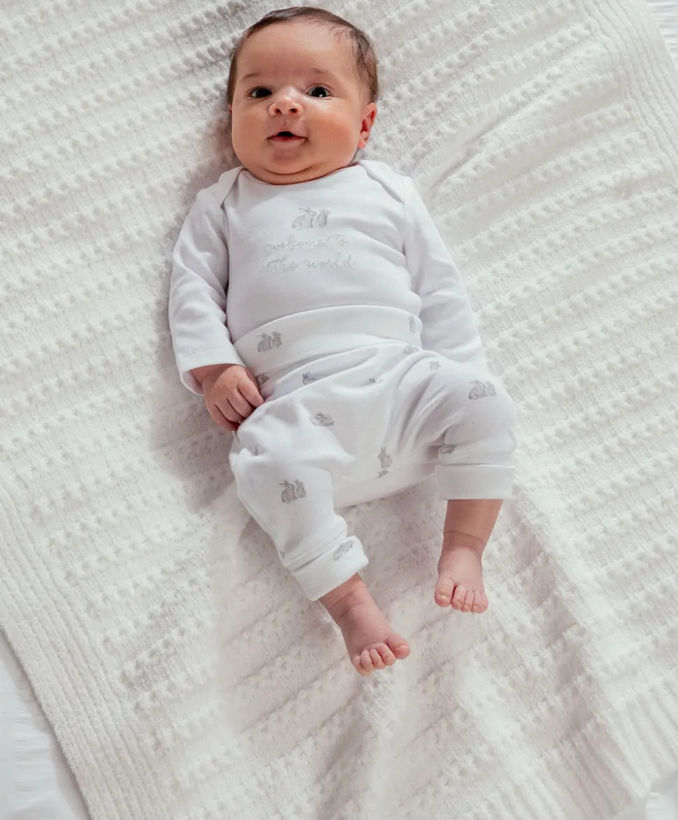 Quilted Jacket Bodysuit and Bottoms Set (3 Pieces) Bunny Print