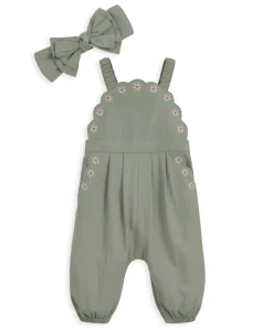 Scalloped Dungarees & Headband Set