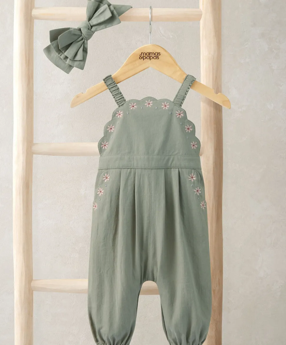 Scalloped Dungarees & Headband Set
