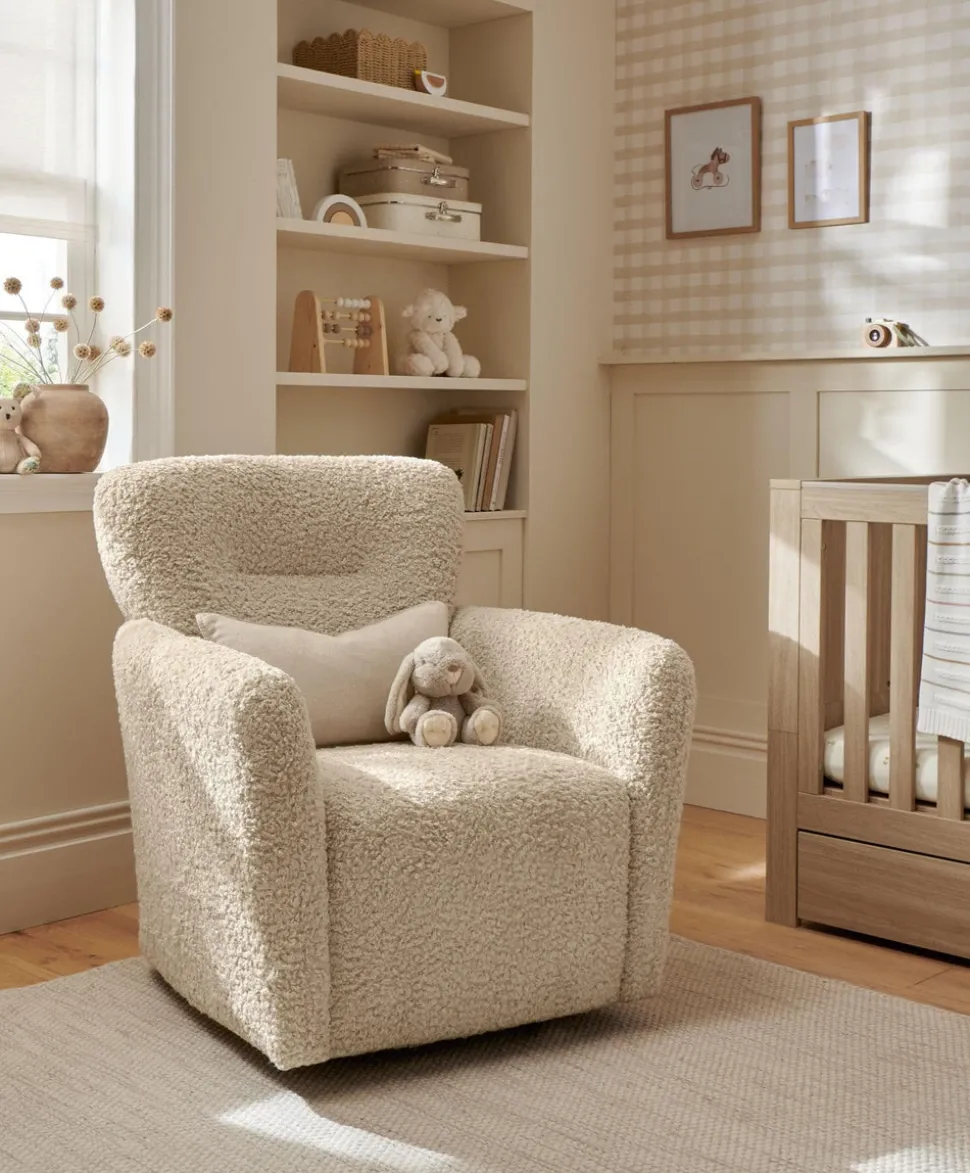 Settle Swivel Nursing Chair & Stool - Biscuit Teddy