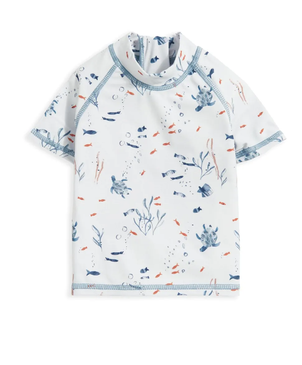 Short Sleeve Rash Top Swimwear - Blue