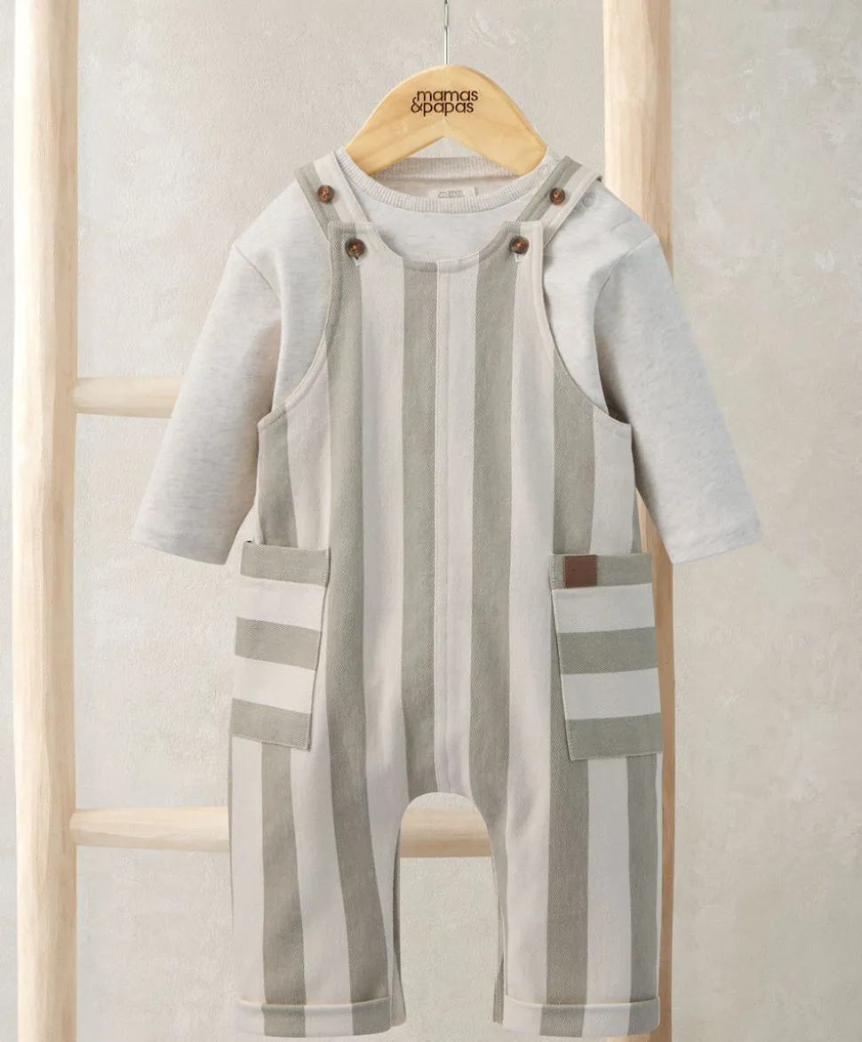 Striped Dungarees & Ribbed Top