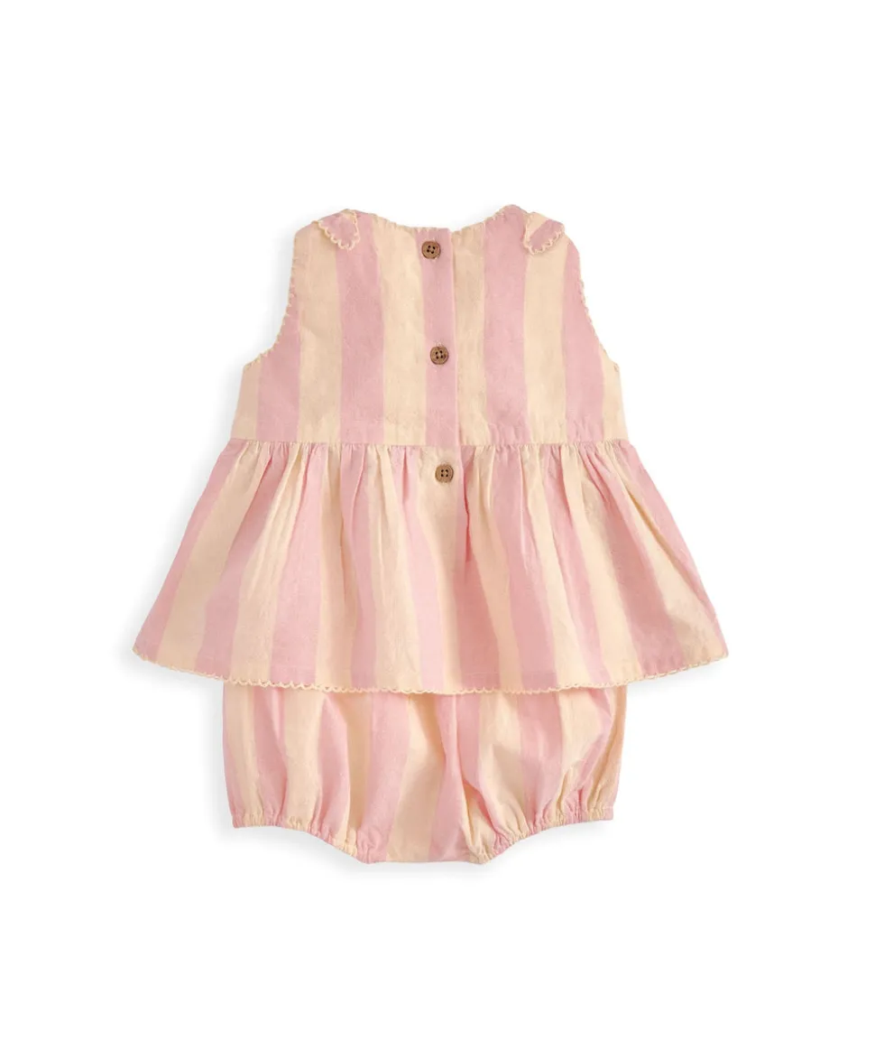 Striped Pink Peplum Top Set