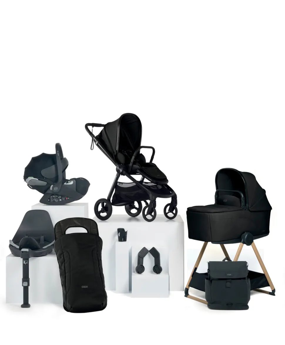 Vardo Complete Pushchair Bundle with Cybex Cloud T i-Size Rotating Baby Car Seat & Base (9 Pieces) - Noir
