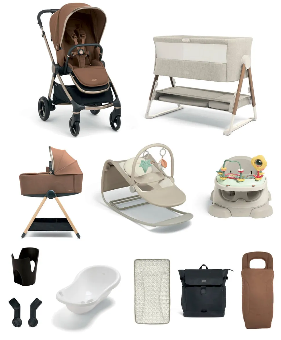 Vardo Pushchair Ultimate Newborn Bundle (12 Pieces) - Nutmeg