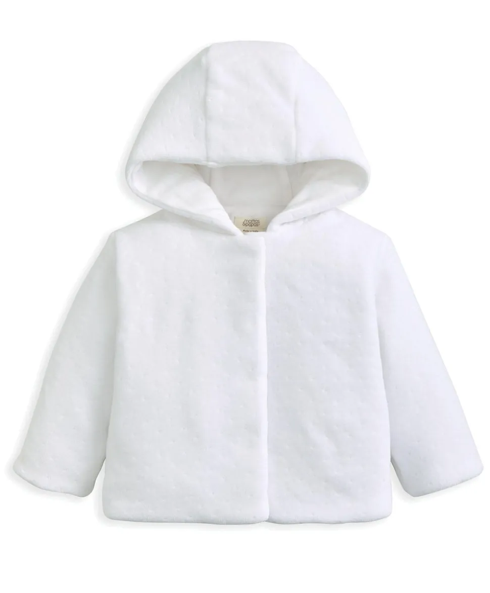 Velour Hooded Jacket - White
