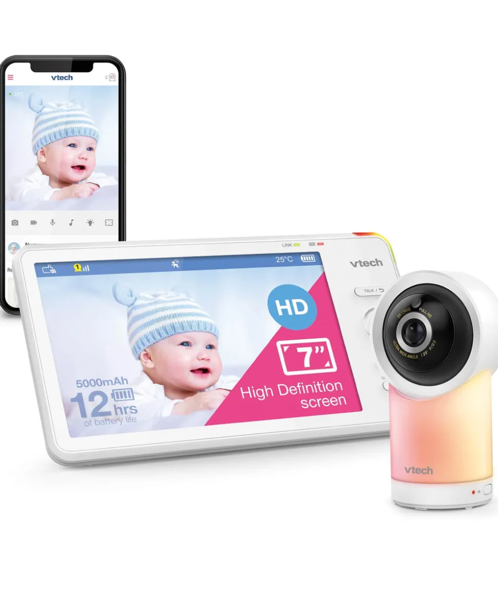 VTech RM7766HD 7inch Smart Pan & Tilt Baby Monitor & Camera Floorstand - White