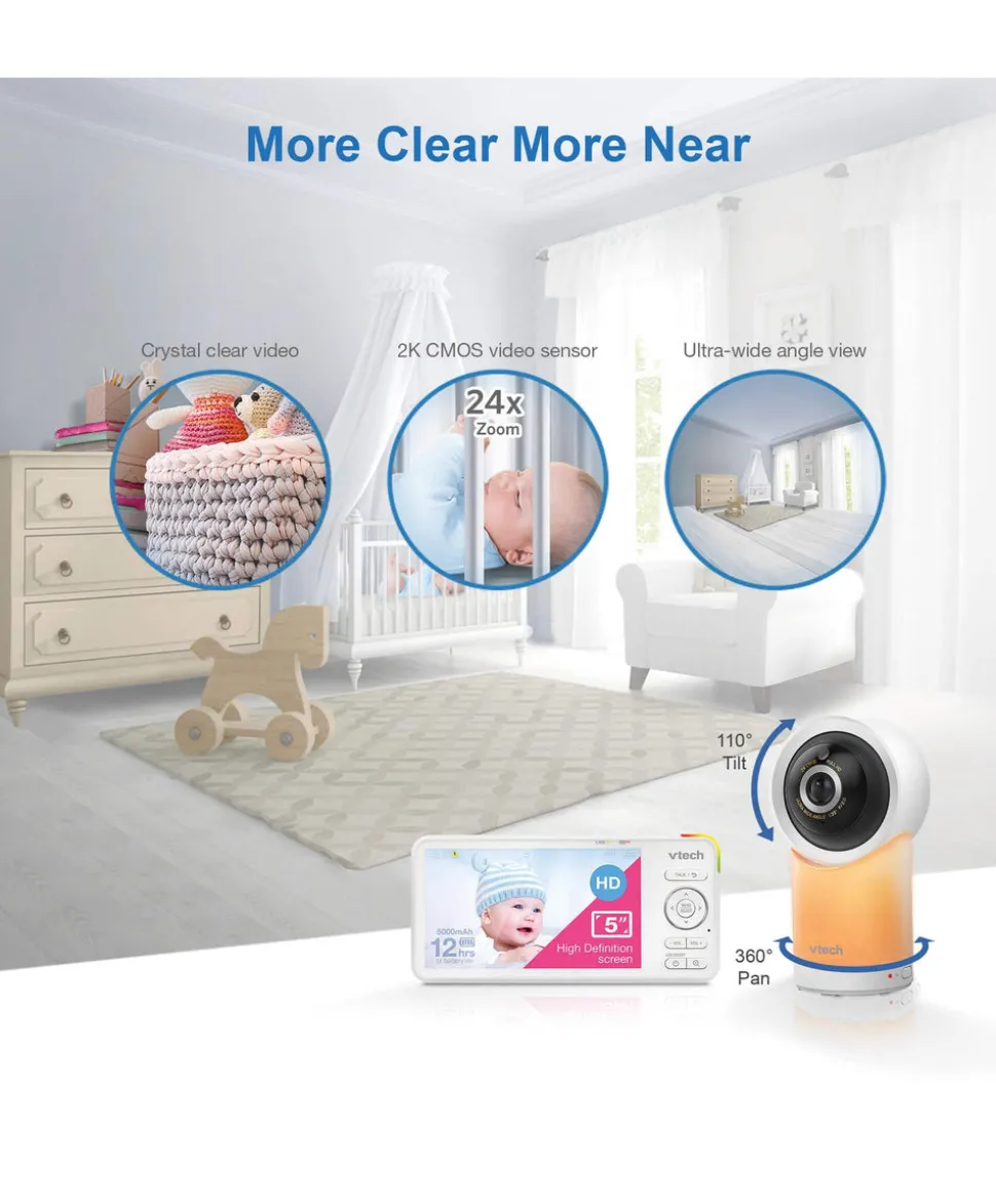 VTech RM5766HD Smart Video Baby Monitor & Camera Floorstand - White