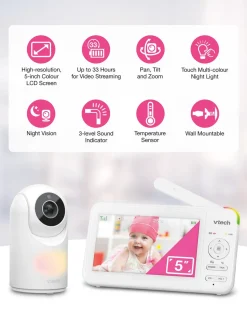 VTech VM5467 5inch Pan & Tilt Video Monitor with Night Light