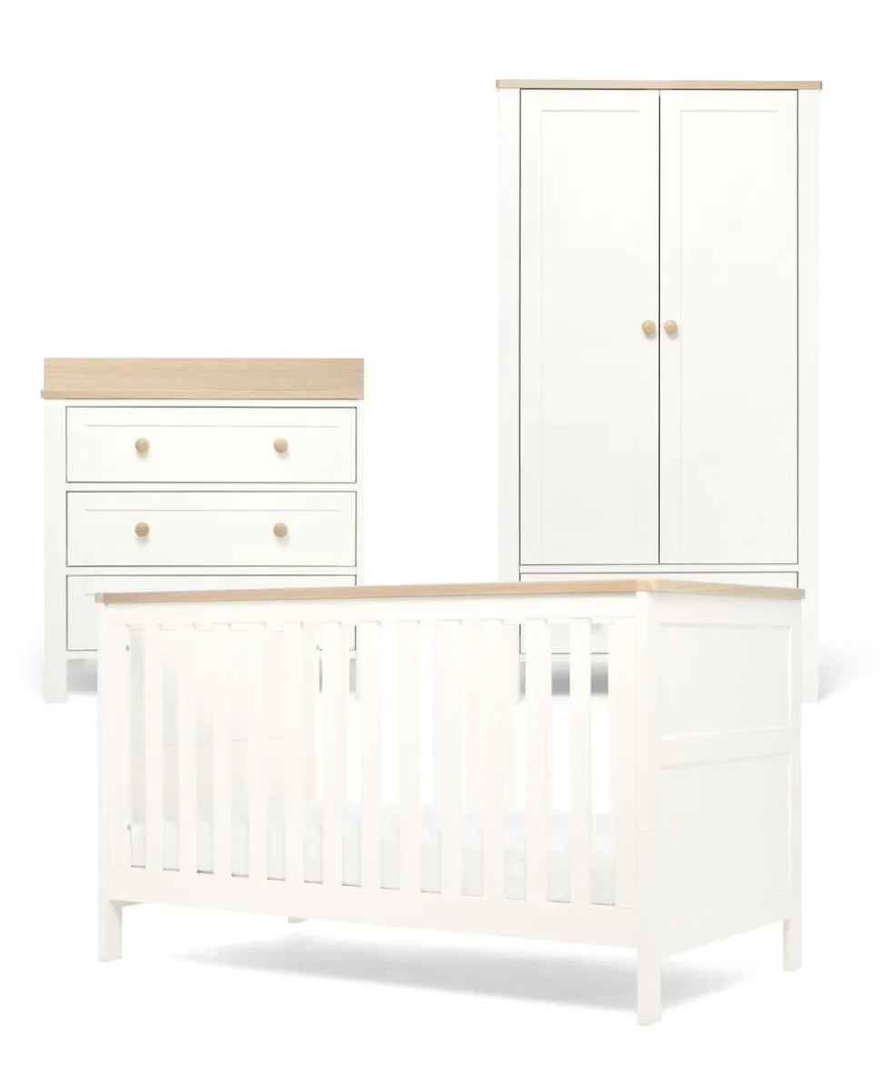 Wedmore 3 Piece Cotbed Range with Dresser Changer & Wardrobe - White/Oak