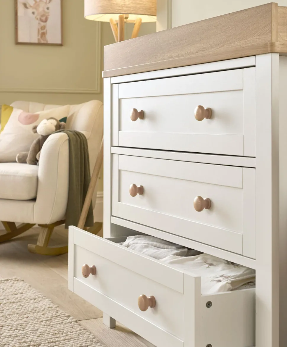 Wedmore 3 Piece Cotbed Range with Dresser Changer & Wardrobe - White/Oak