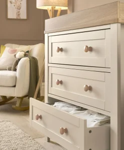 Wedmore 3 Piece Cotbed Range with Dresser Changer & Wardrobe - Cashmere/Oak