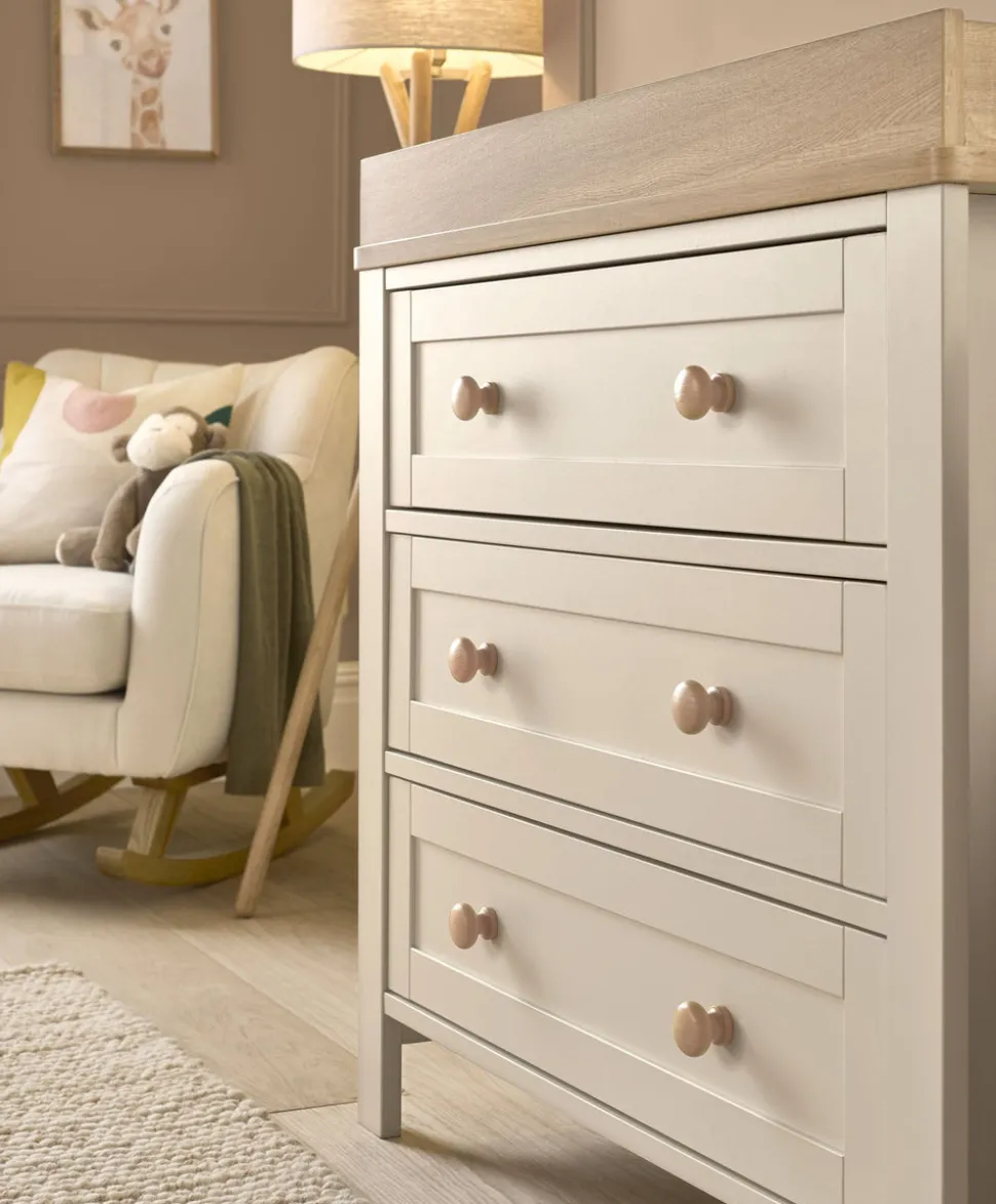 Wedmore 3 Piece Cotbed Range with Dresser Changer & Wardrobe - Cashmere/Oak
