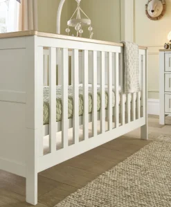 Wedmore 3 Piece Cotbed Range with Premium Dual Core Mattress - White/Oak
