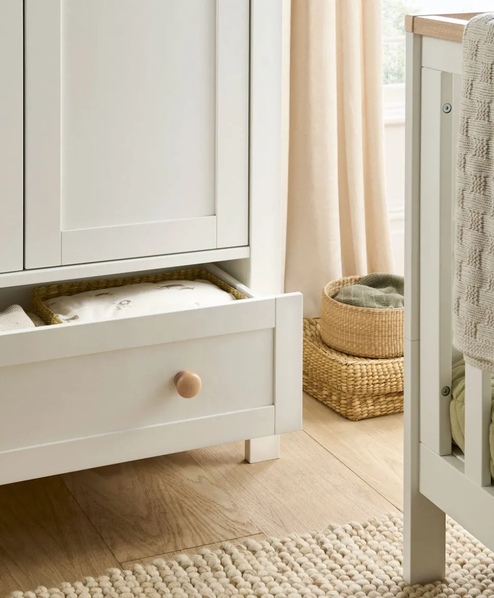 Wedmore 3 Piece Cotbed Range with Premium Dual Core Mattress - White/Oak