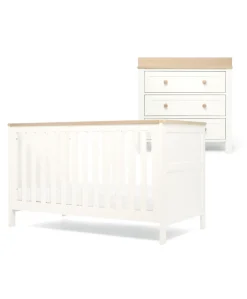 Wedmore 2 Piece Cotbed Set with Dresser Changer - White/Oak