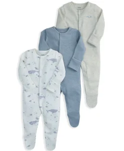 Whale Sleepsuits (Pack of 3)