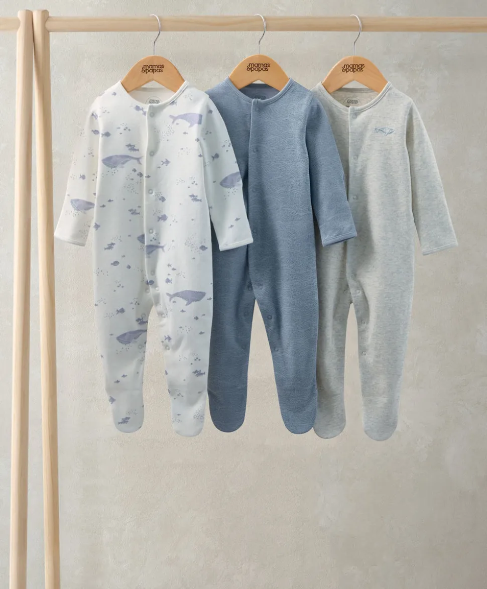 Whale Sleepsuits (Pack of 3)
