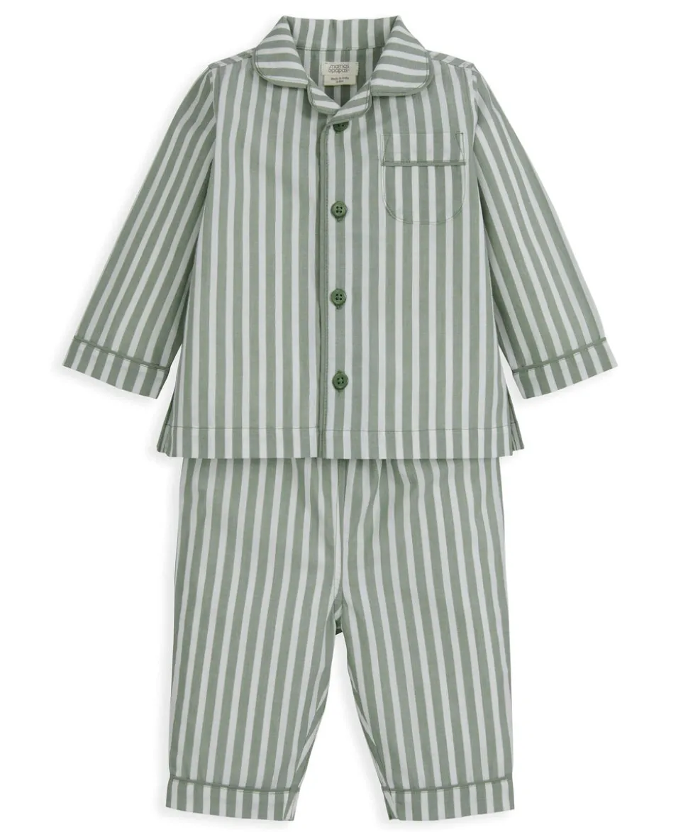 Woven Green Stripe Pyjamas