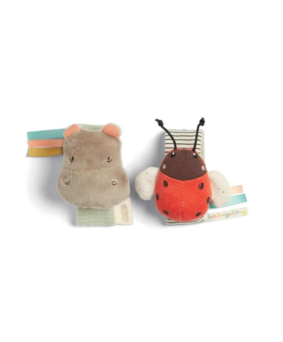 Wrist Rattles - Hippo/Ladybird (2 Pack)